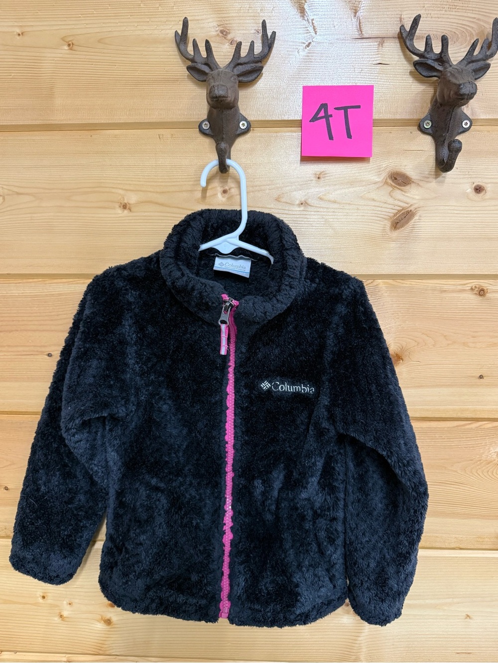 Columbia Black Fleece Jacket with Pink Zipper - Kids